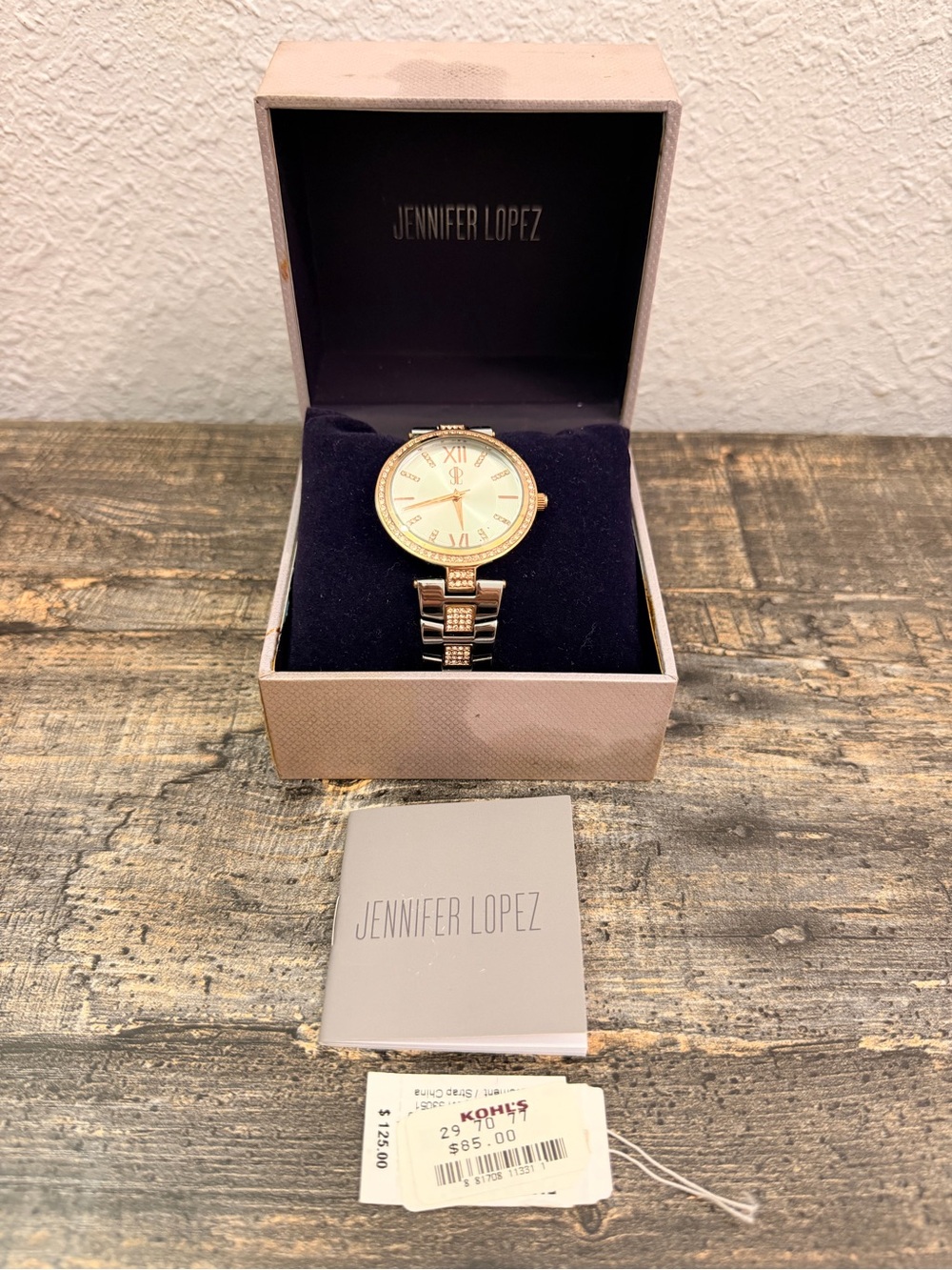 Jennifer Lopez Gold Tone Women's Bracelet Watch with Crystal Accents